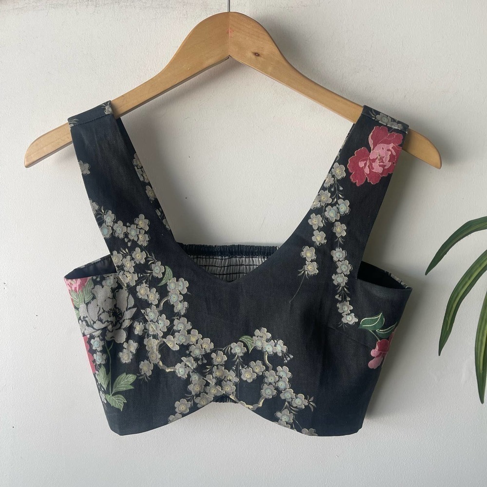Kling Top Womens 2 Black Floral Cutout Corset Boho Retro Shima Crop Bustier